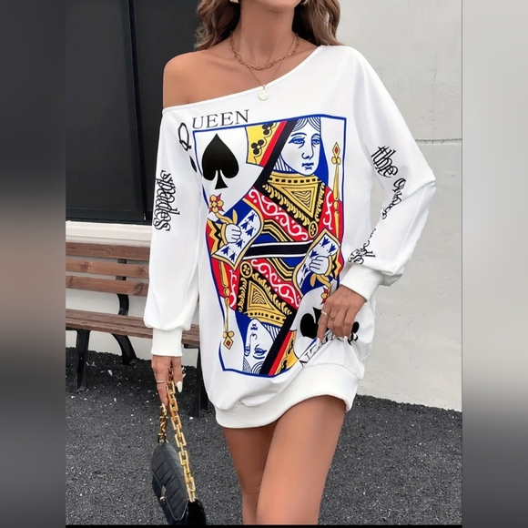 NIP Fun Sexy, Queen Of Spades , Wild Shoulder Long Sleeved Dress - Picture 11 of 12